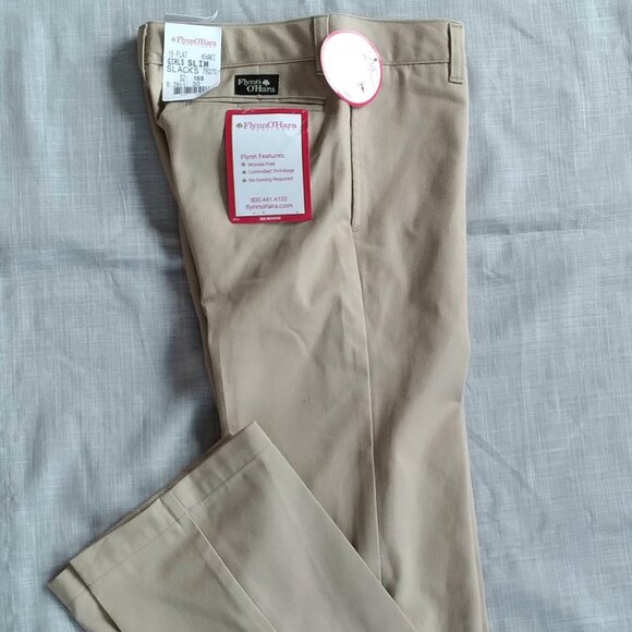 FLYNN O’HARA SLIM FIT BEIGE KHAKI UNIFORM PANTS GIRLS SIZE 16S - Picture 1 of 3